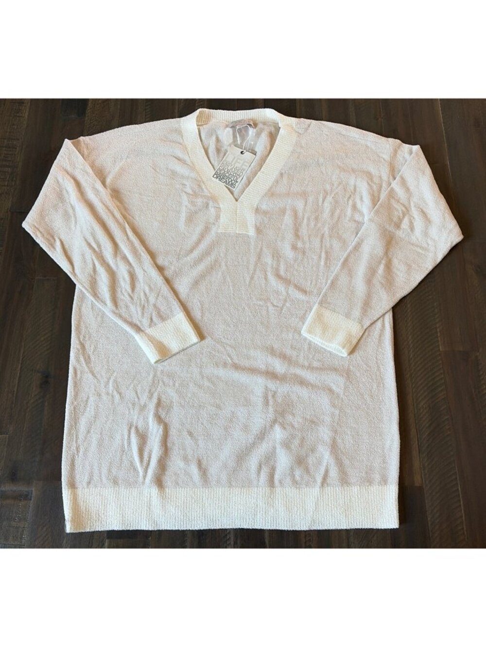 BAREFOOT DREAMS Sweater Tunic Cozychic Ultra Lite V Neck Almond Color  Medium